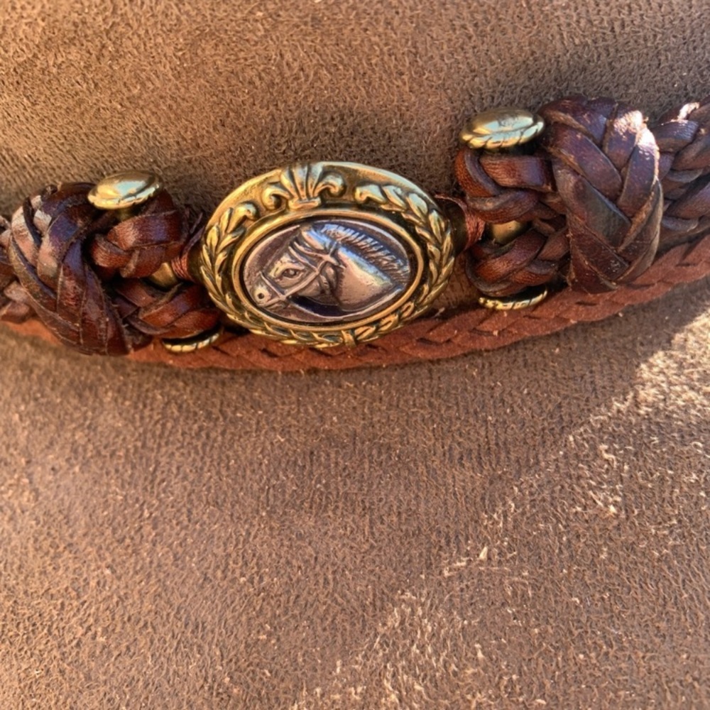 Brown Suede Western Hat with Braided Band,HP25 - Picture 9 of 12
